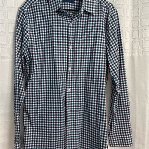 Men's Checkered Button-Down Shirt - Blue, Red, White